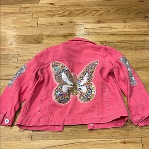 Sequin Butterfly Kids Jean Jacket